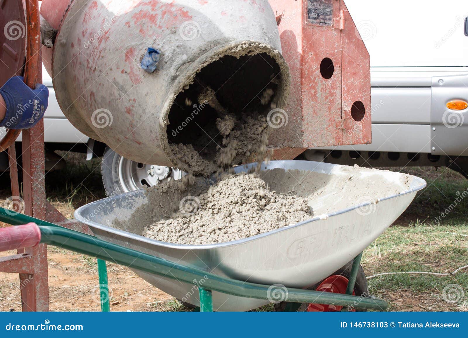 Concrete Mixer at the Job-site Stock Image - Image of builder, building