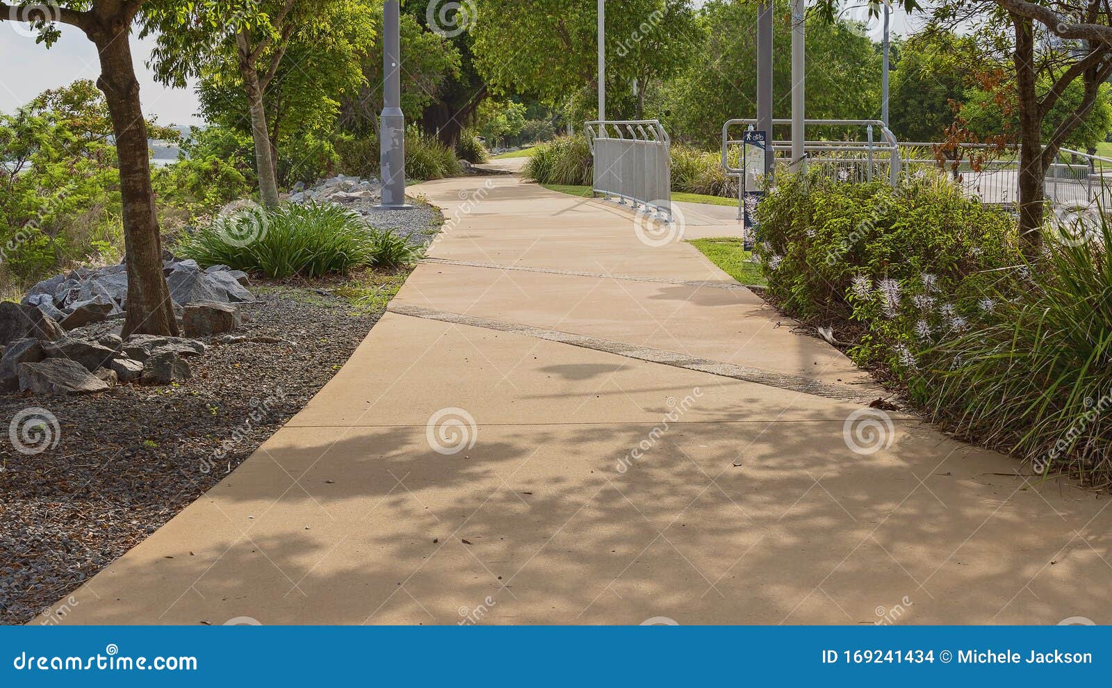 A Concrete Outdoor Walking Track Stock Photo Image of long, railings