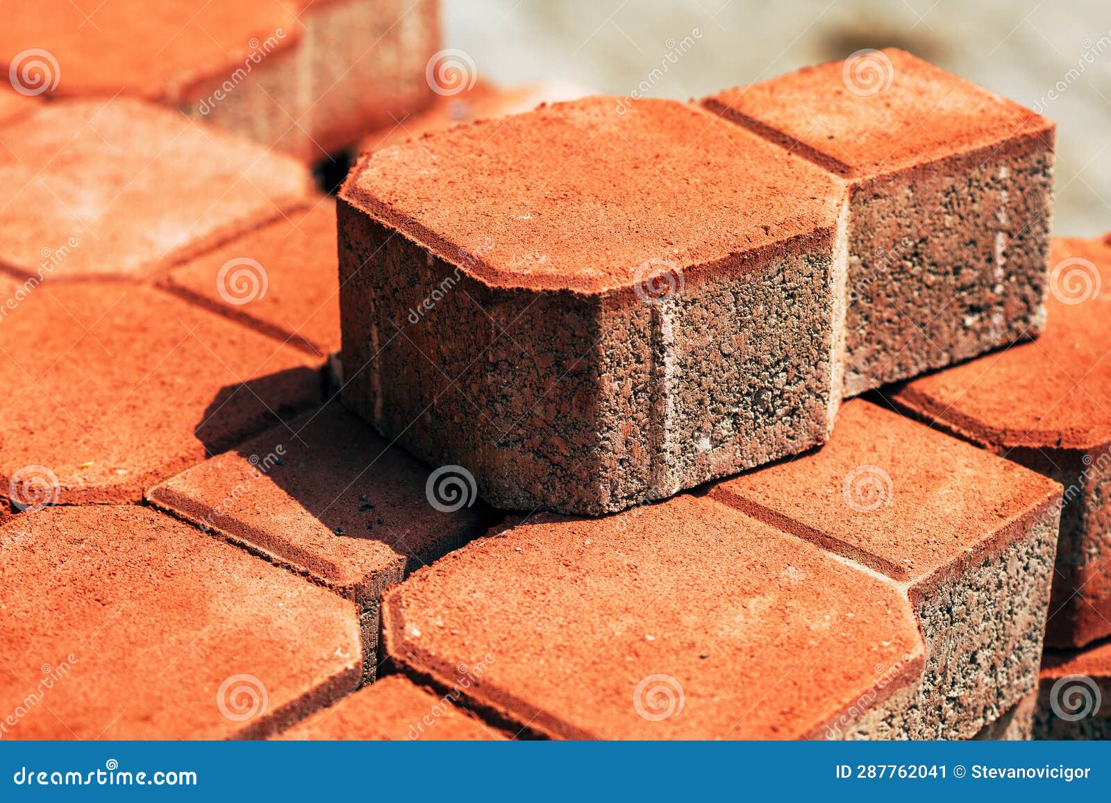 Concrete Paving Slabs on the Street for Sidewalk Reconstruction Stock