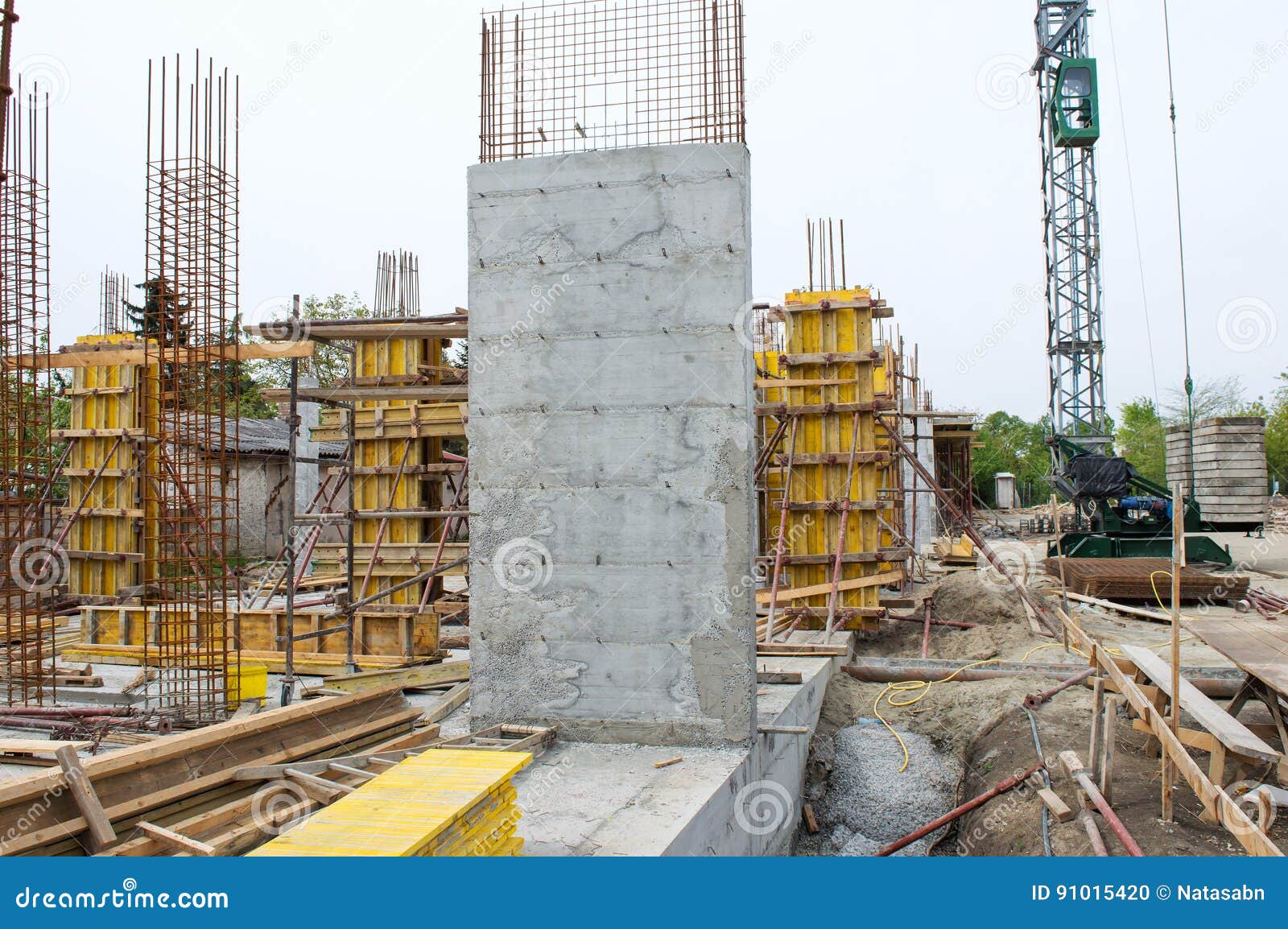 Concrete Pillar at the Construction Site Stock Photo - Image of frame