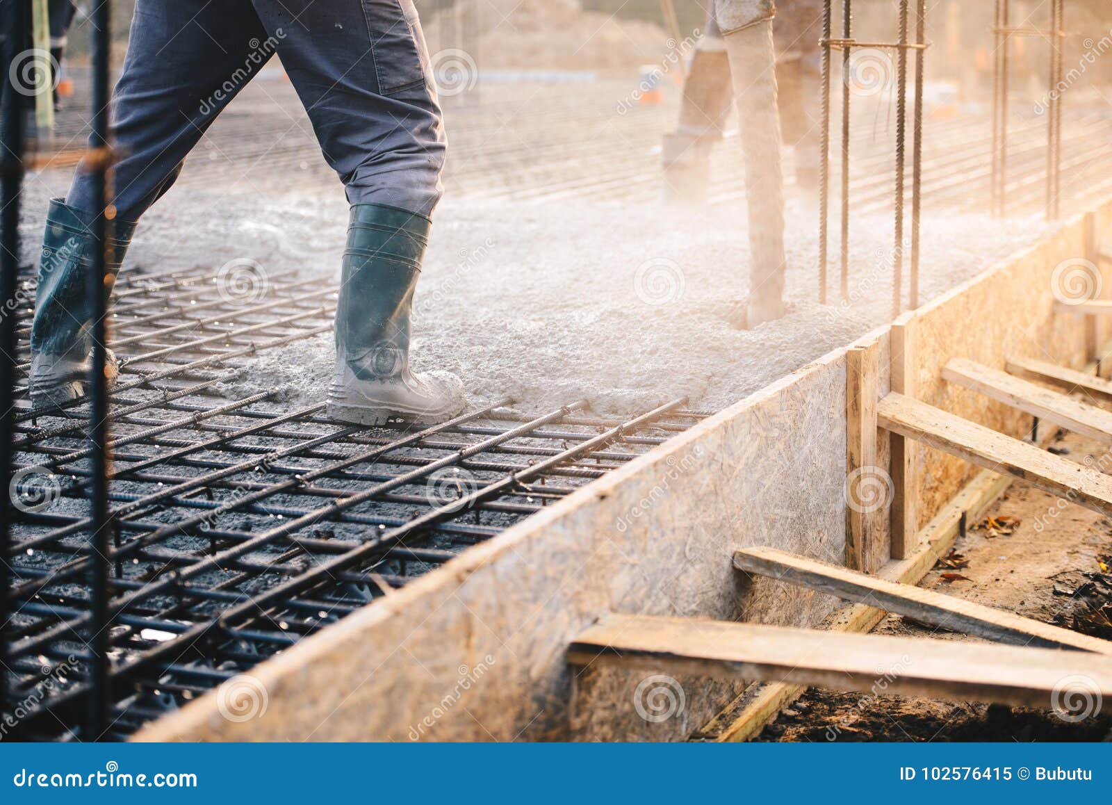 concrete pouring during commercial concreting floors of building