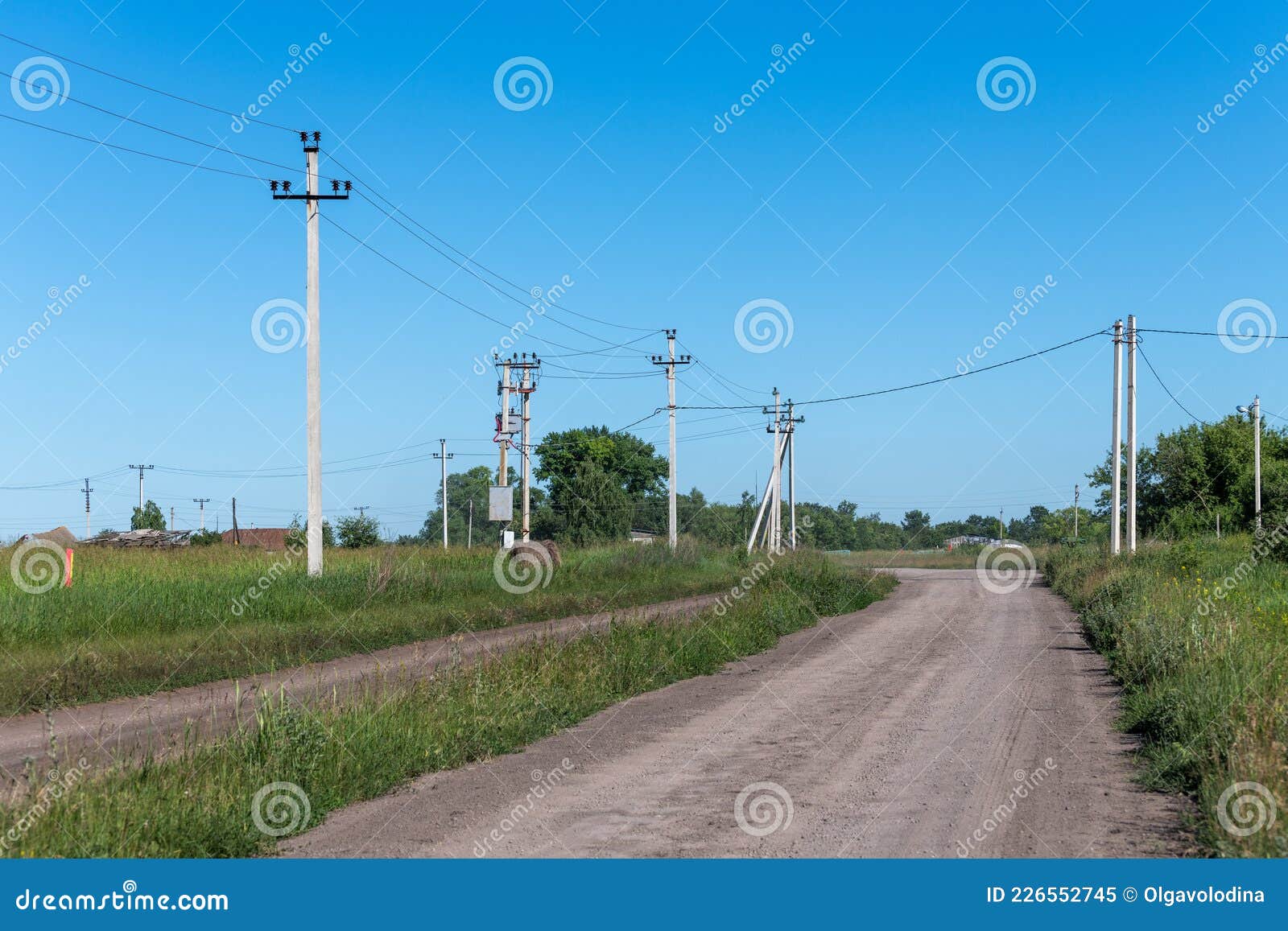 The Concrete Power Lines In The Village Stock Image Image Of Volt