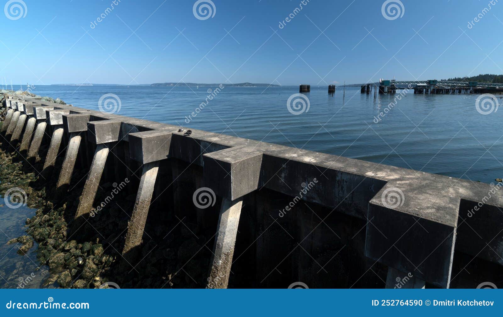 Concrete Protective Barrier Near Edmonds Ferry Dock Stock Photo Image