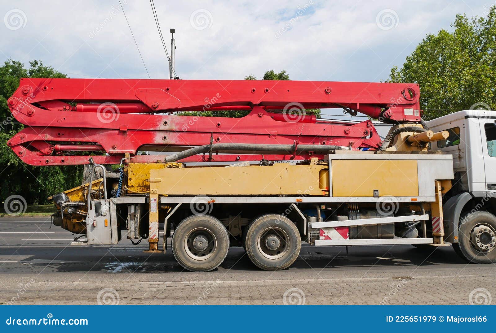 Concrete Pump Truck on the Road Stock Image Image of closed, road