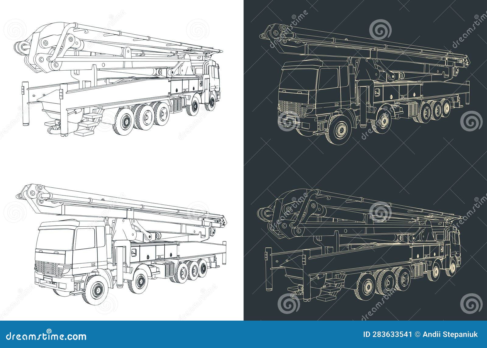 Concrete pump truck stock vector. Illustration of business 283633541