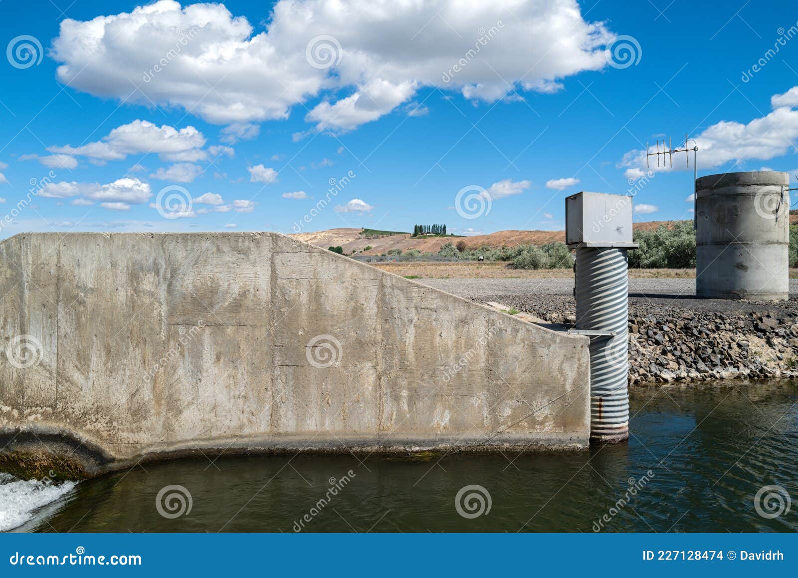 Concrete Structures at the Ringold Dam, Washington, USA Stock Photo