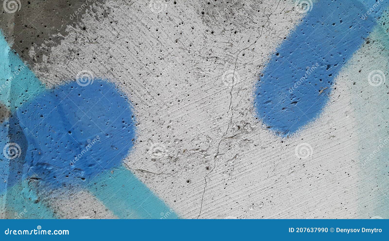 Concrete Surface Painted with Blue Paint. Blue Stained Plaster Stock