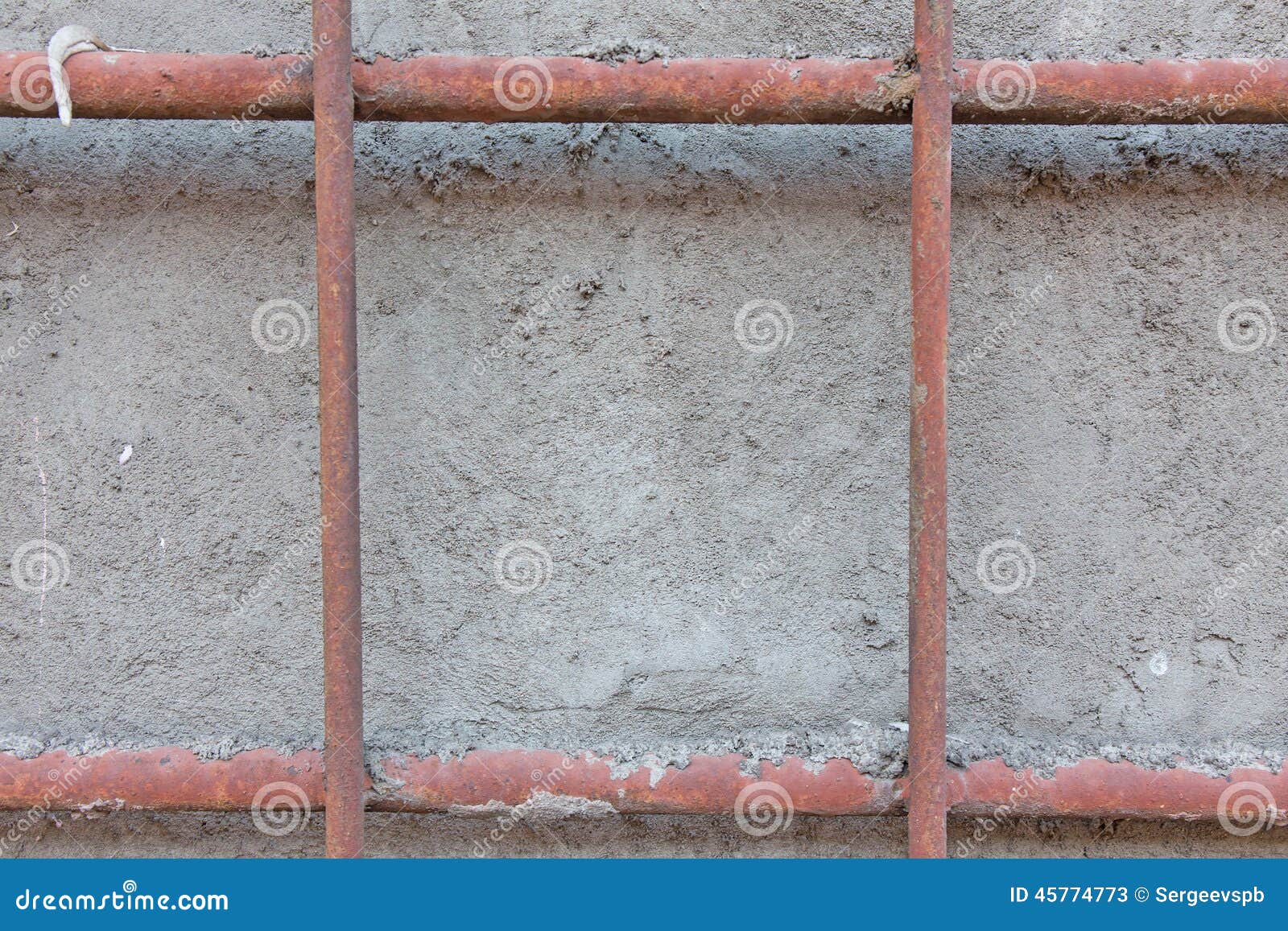 Concrete wall with rebar stock image. Image of grey, iron 45774773