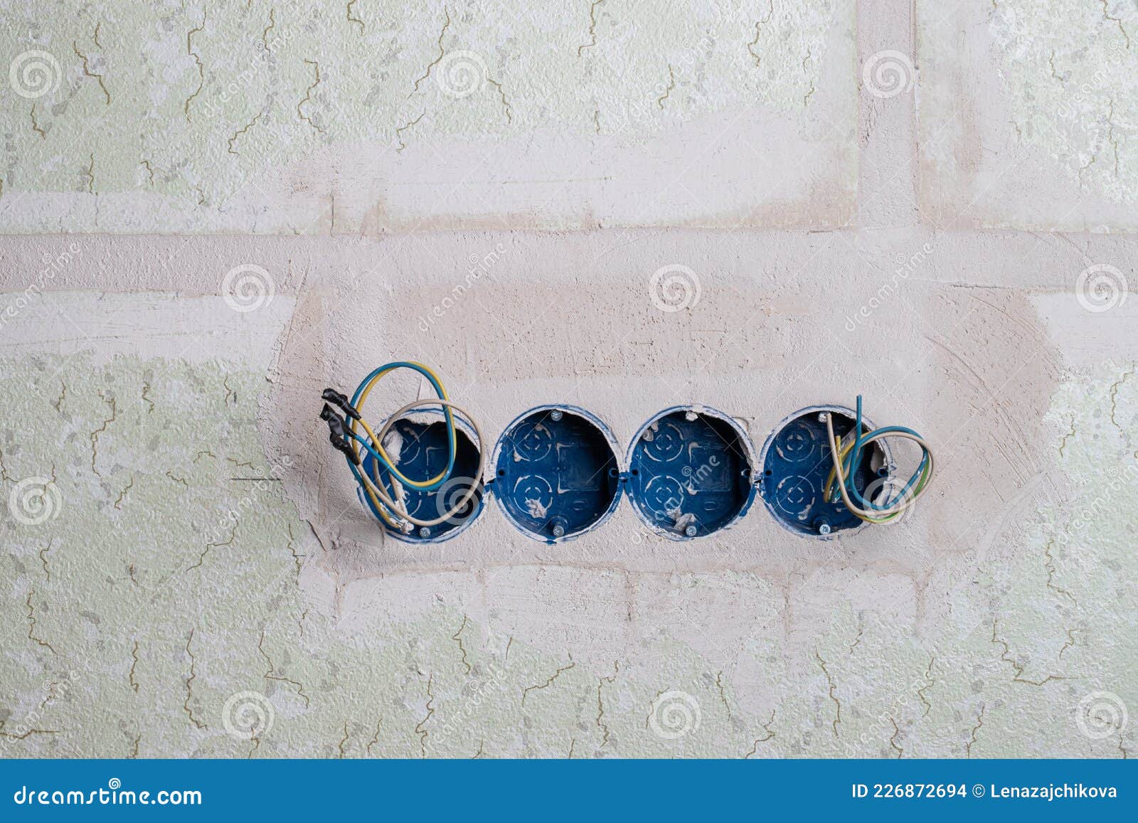 Concrete Wall after Strobing Prepared for Indoor Electrical Outlet