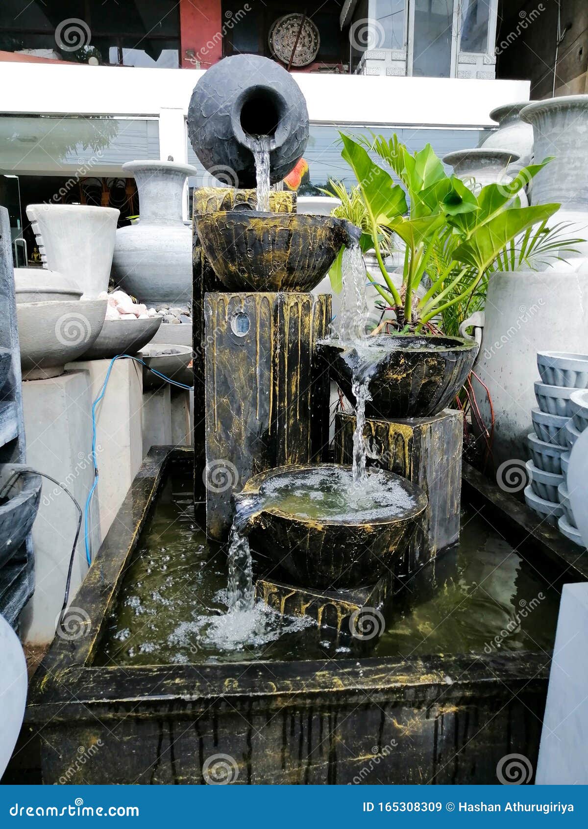 Concrete Waterfall Garden Decoration Stock Image Image of waterfall