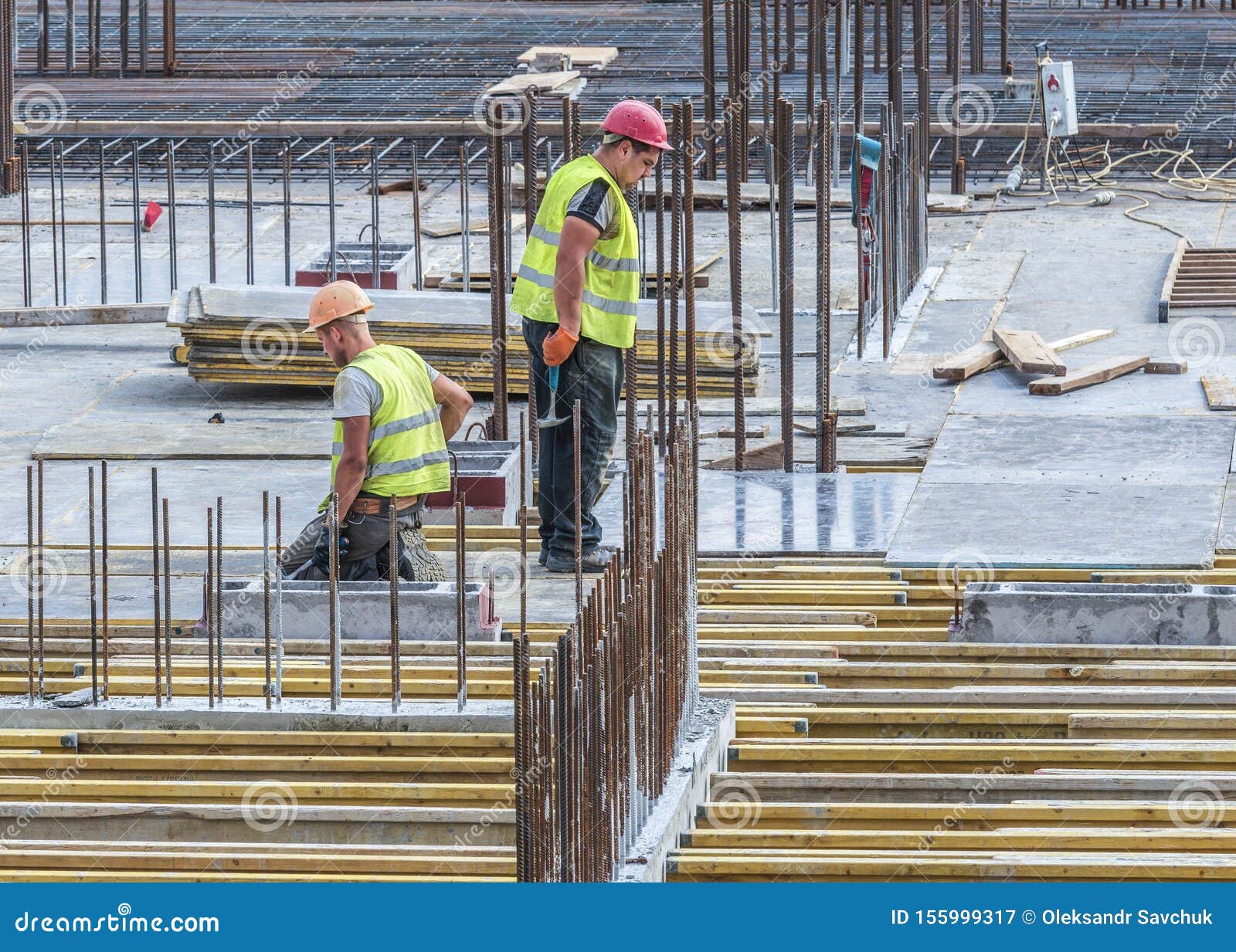 Concrete Work is Being Performed at the Site. Editorial Photography