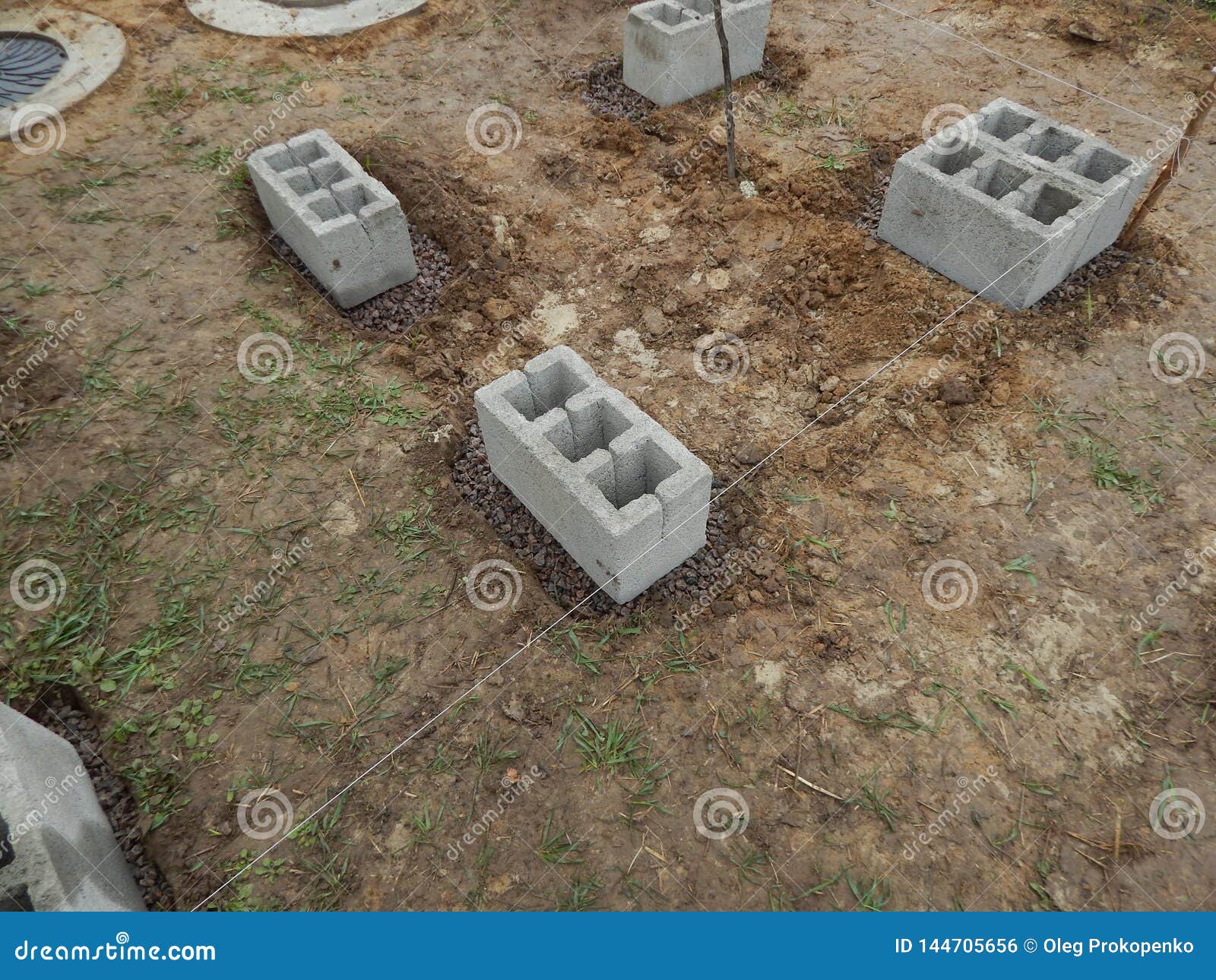 Concreting Foundation Blocks, Cinder, Concrete Stock Photo Image of