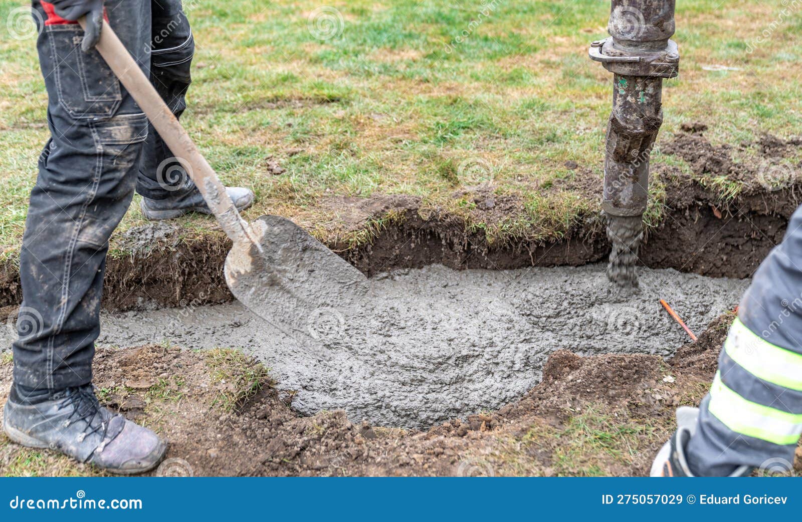 Concreting from the Pipe of the Cement Mixing Car Stock Image Image