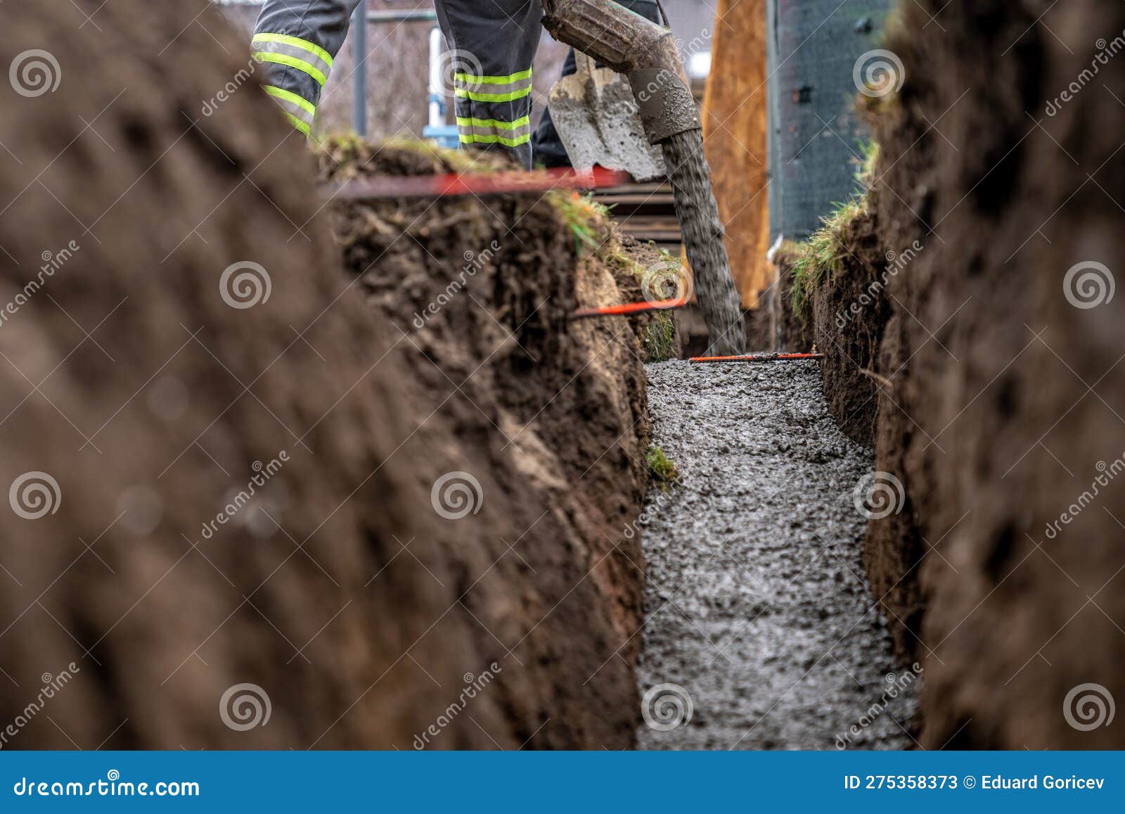 Concreting from the Pipe of the Cement Mixing Car Stock Image Image
