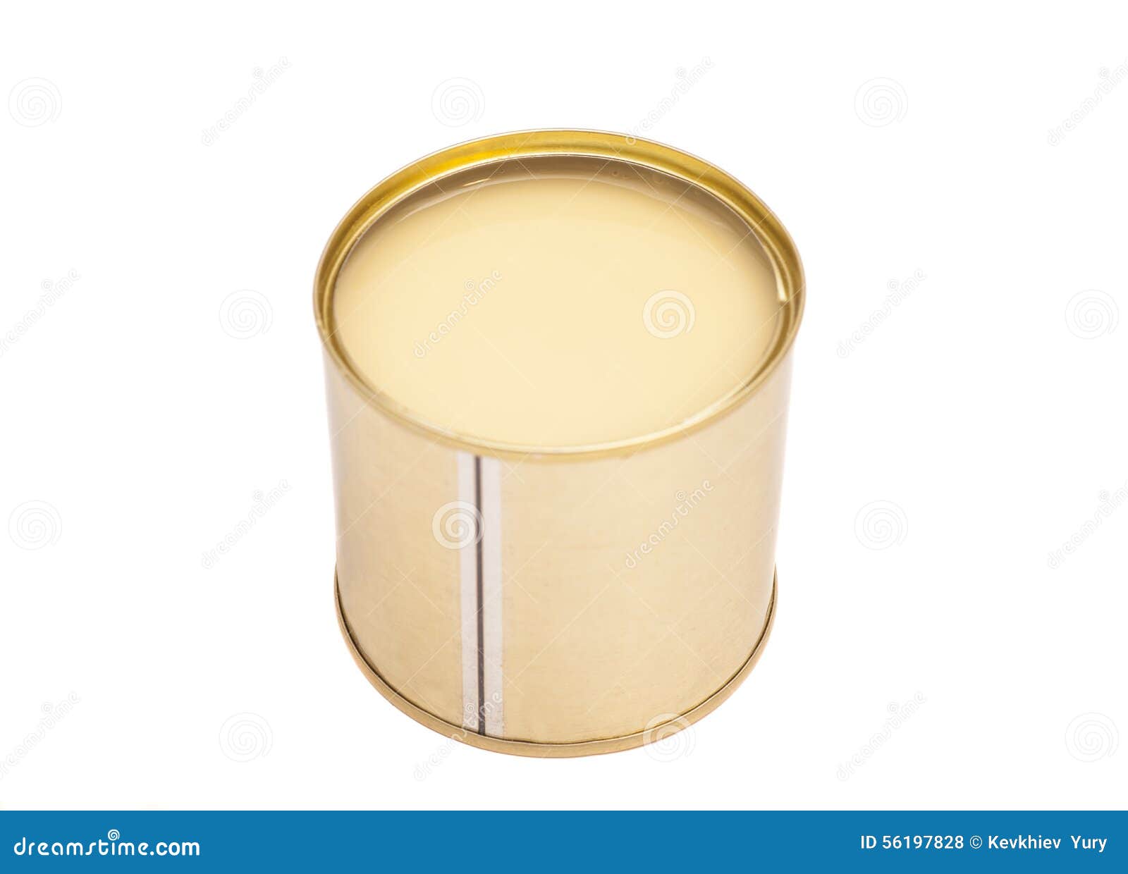 Condensed milk in tin can stock photo. Image of open 56197828