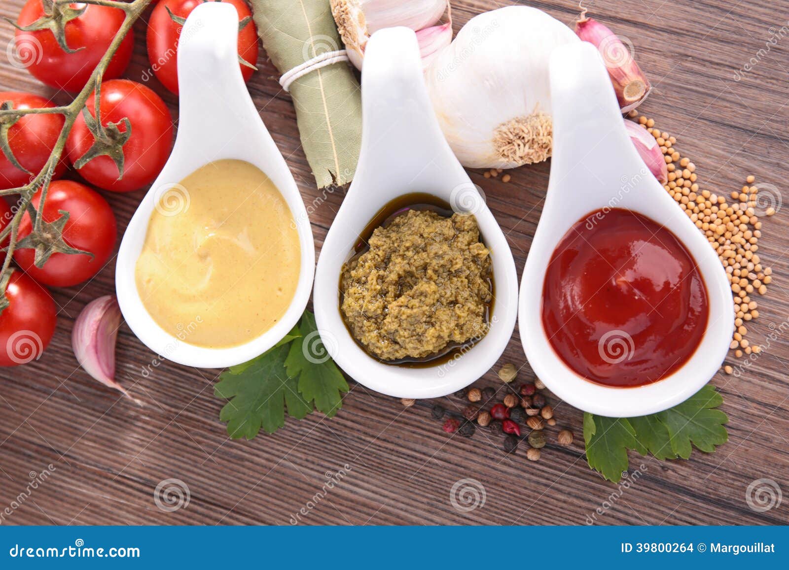 Condiment, Mayonnaise,pesto and Ketchup Stock Photo Image of