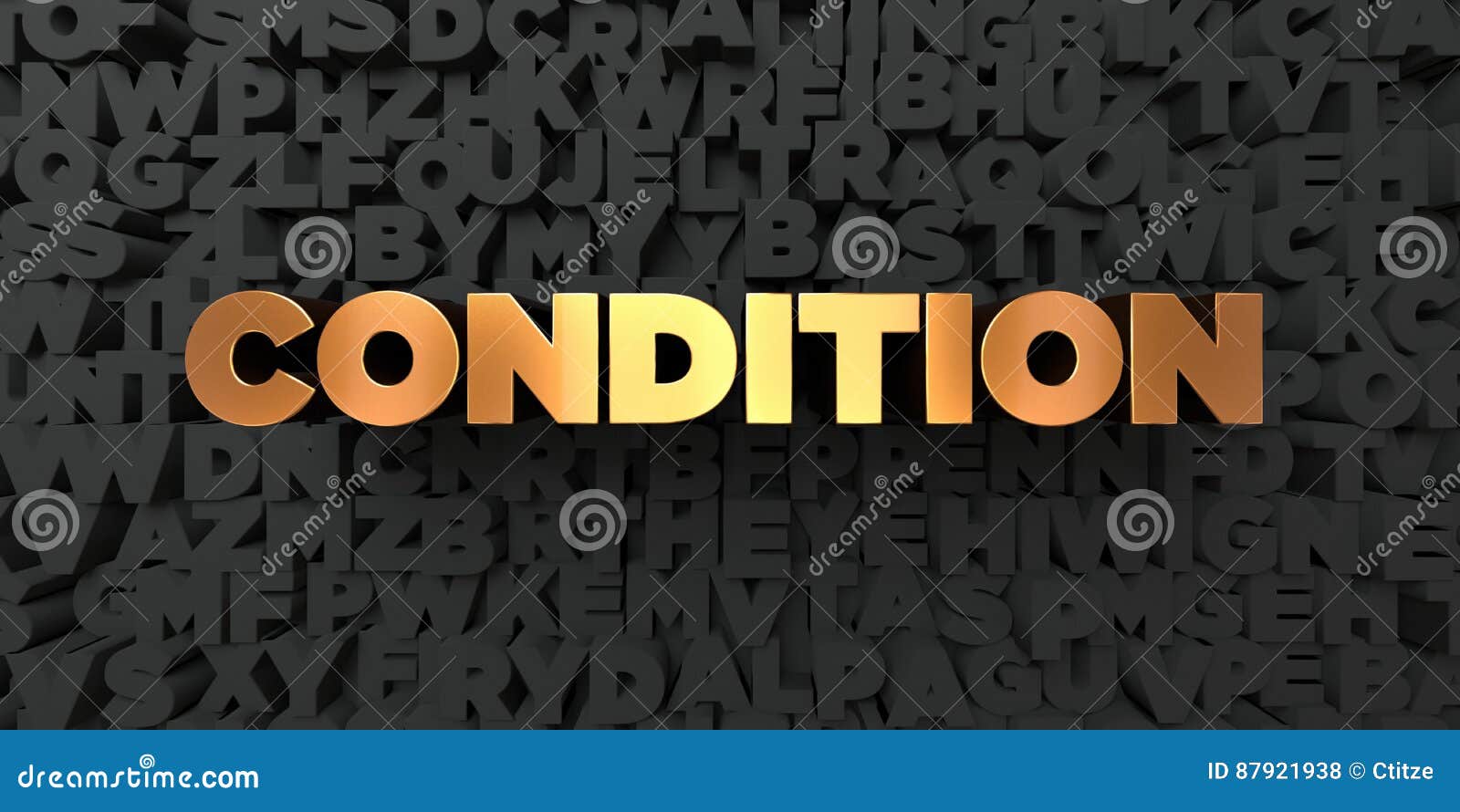 condition - gold text on black background - 3d rendered royalty free stock picture