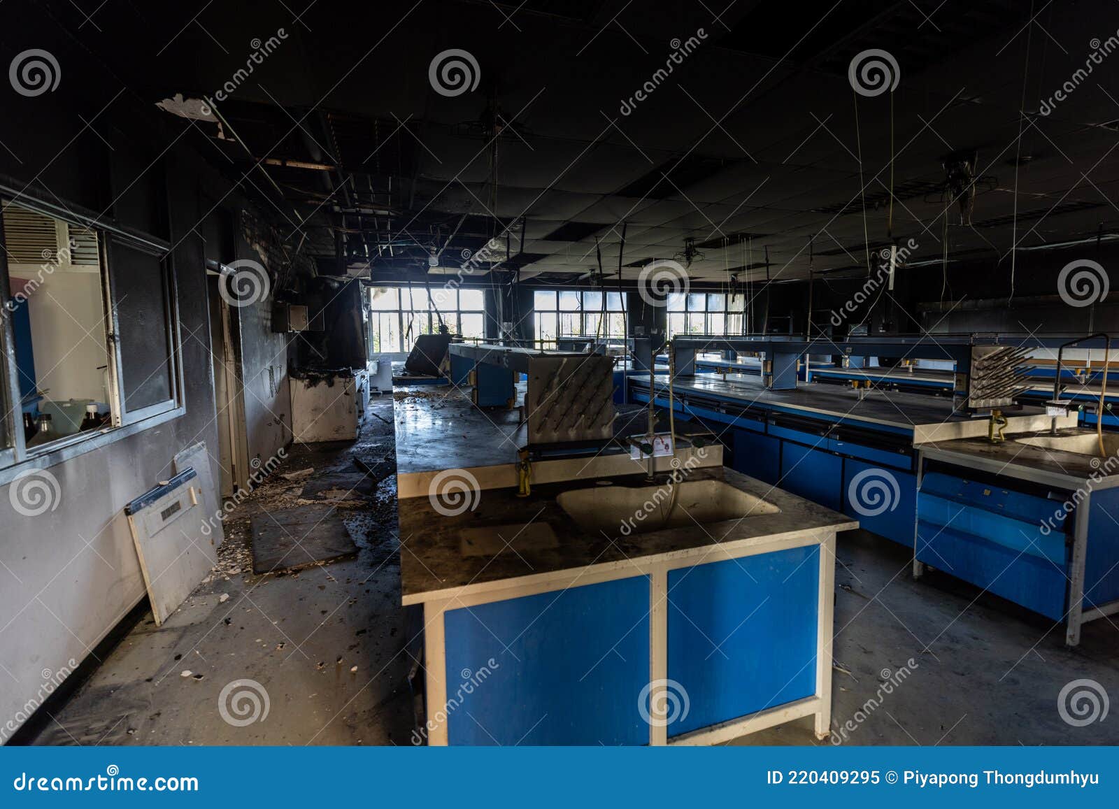Condition after Scientific Laboratory Fire. Stock Image Image of