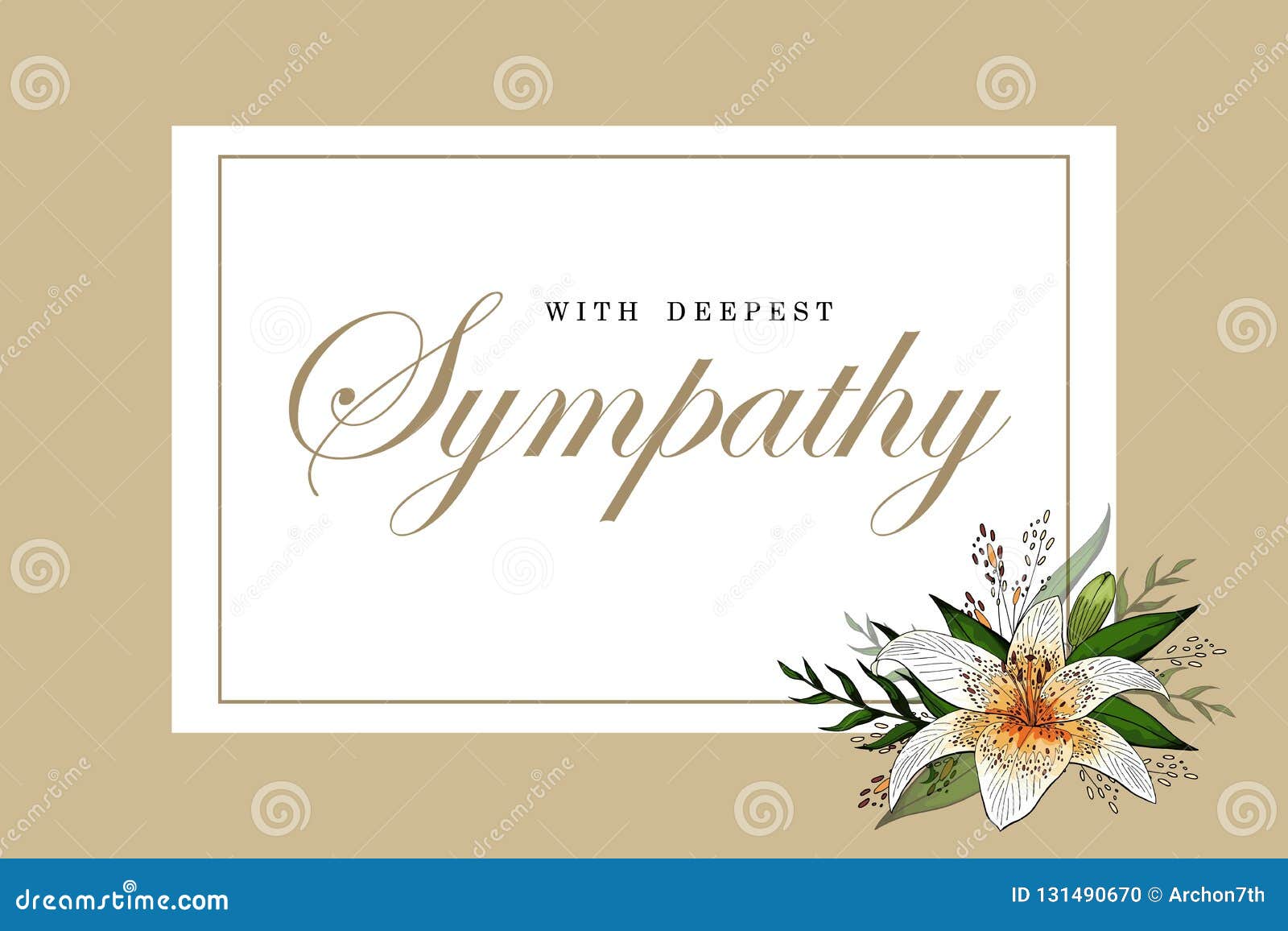 Condolences Sympathy Card Floral Lily Bouquet and Lettering Stock With Regard To Sympathy Card Template