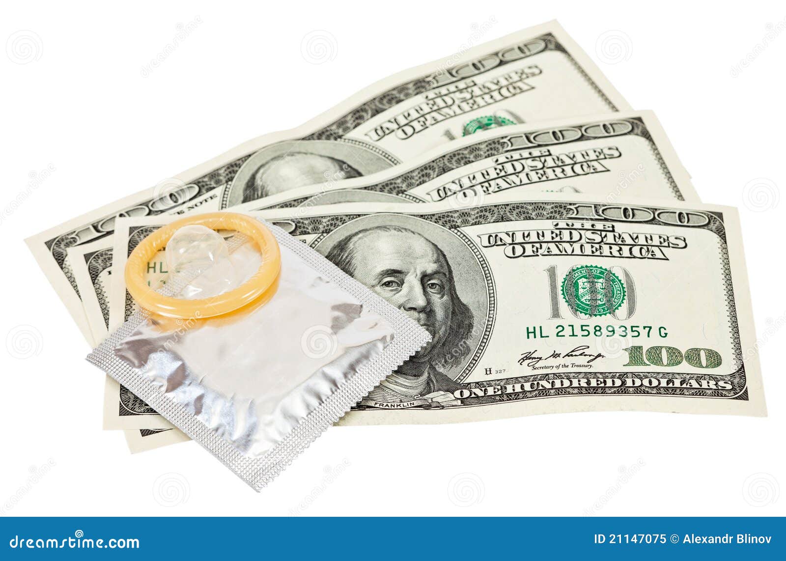 Condom with money on white stock image. Image of guarantee 21147075