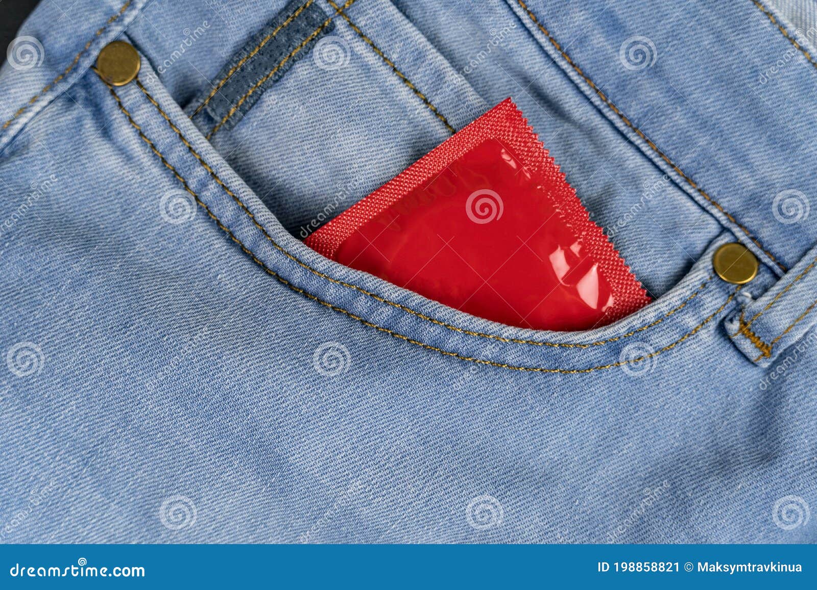 Condom in the Pocket of a Blue Jeans Stock Image Image of safe, latex