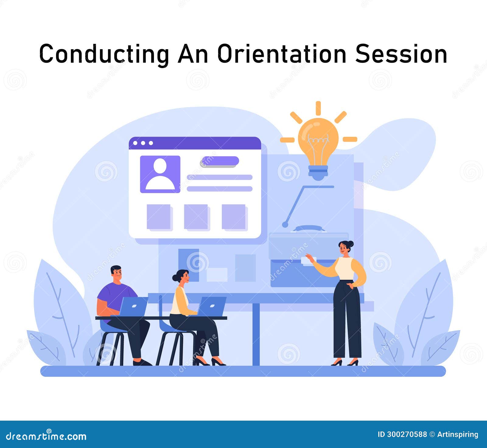 Conducting an Orientation Session Concept Stock Vector - Illustration ...