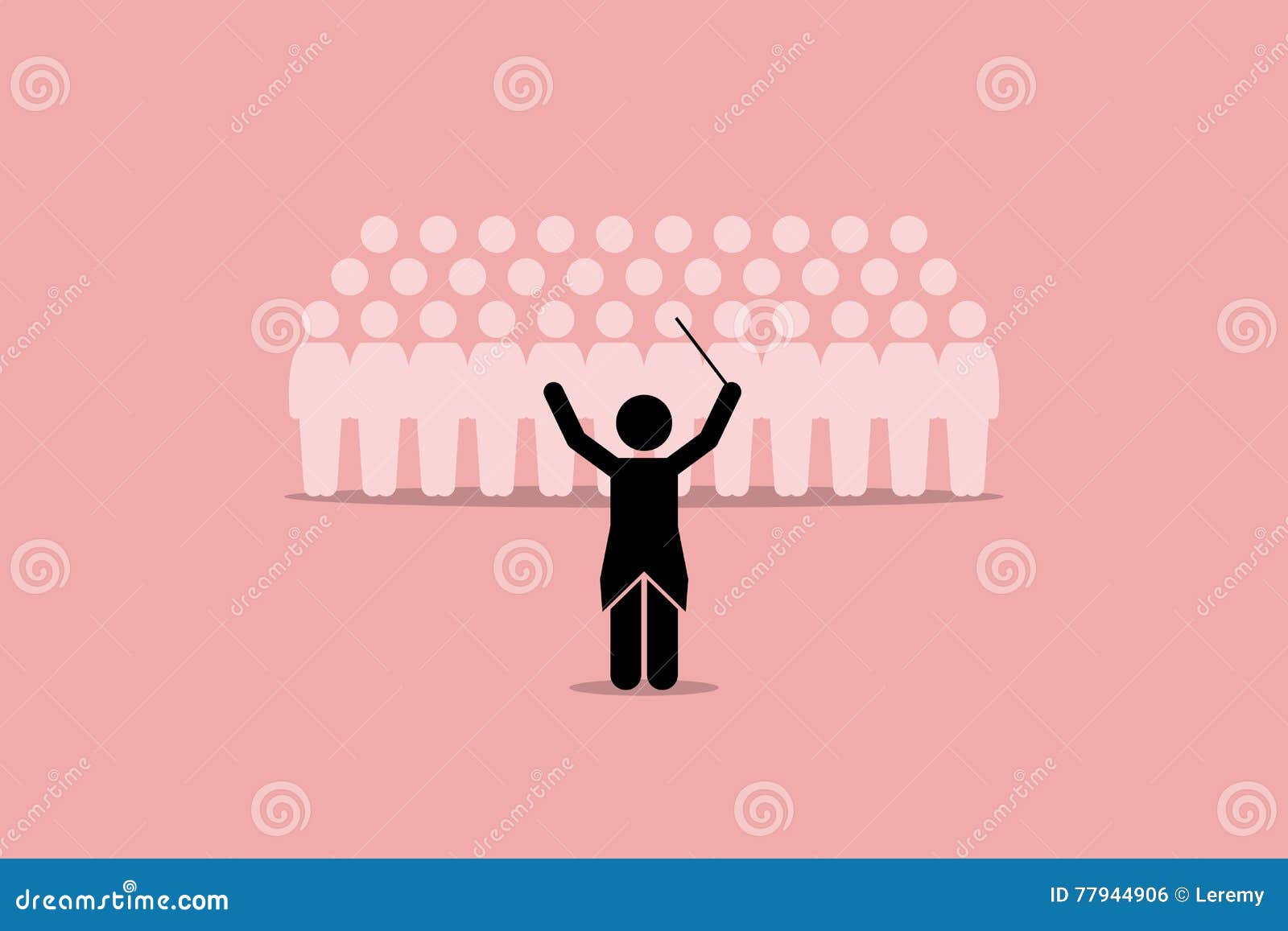 Conductor Conducting a Choir Group. Stock Vector Illustration of