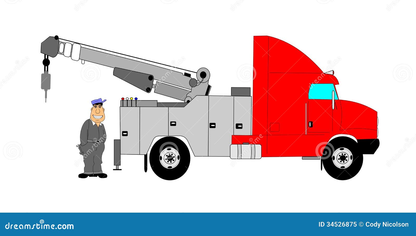 Conductor De Grúa Con Su Vehículo Ilustración del Vector - Ilustración de  coche, ayuda: 34526875, image size:1600x909