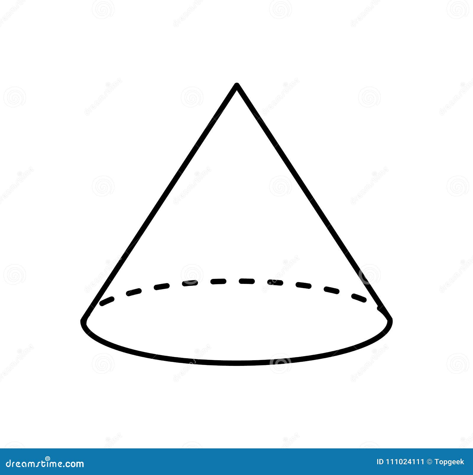 Cone of White Color Linear Sketch, Geometric Shape Stock Vector