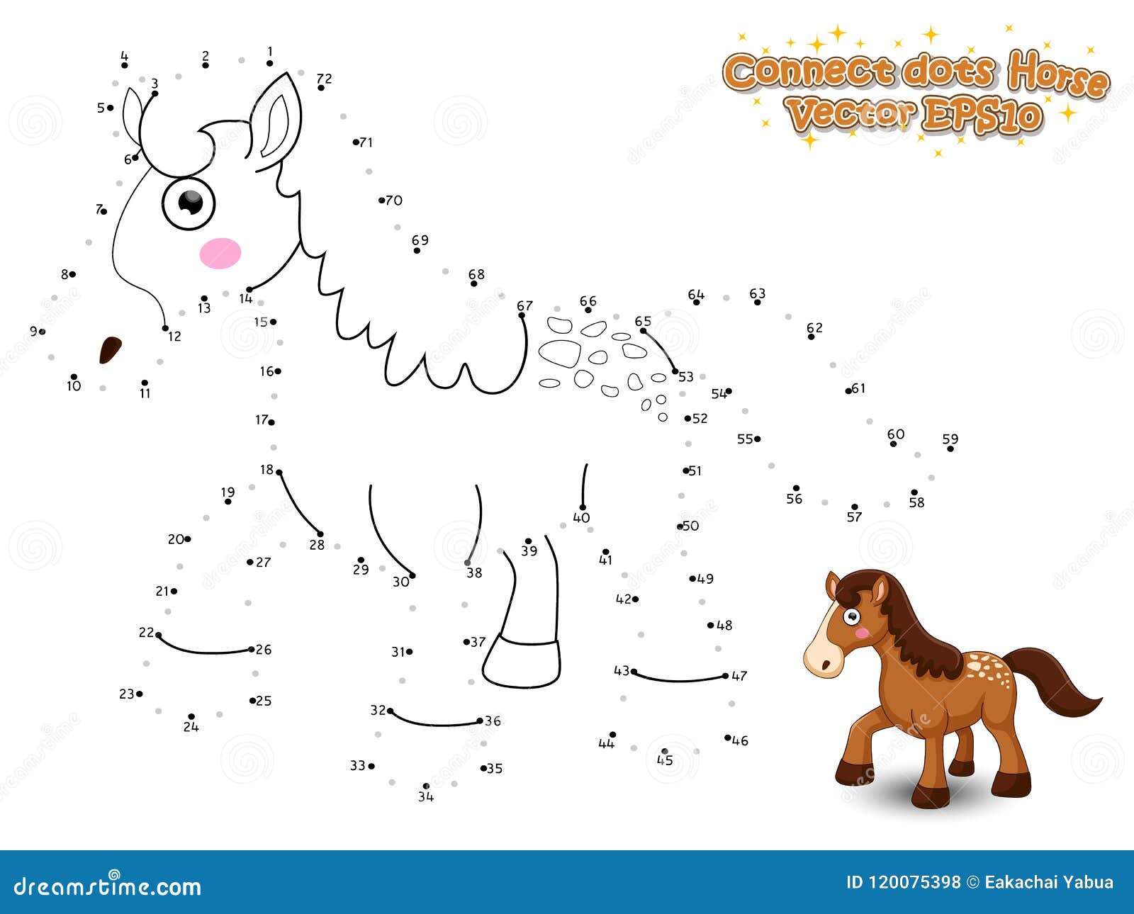 Conecte Pontos Por Números Para Desenhar Cavalo Ponto Ponto Educação imagem  vetorial de KidLand© 542951740