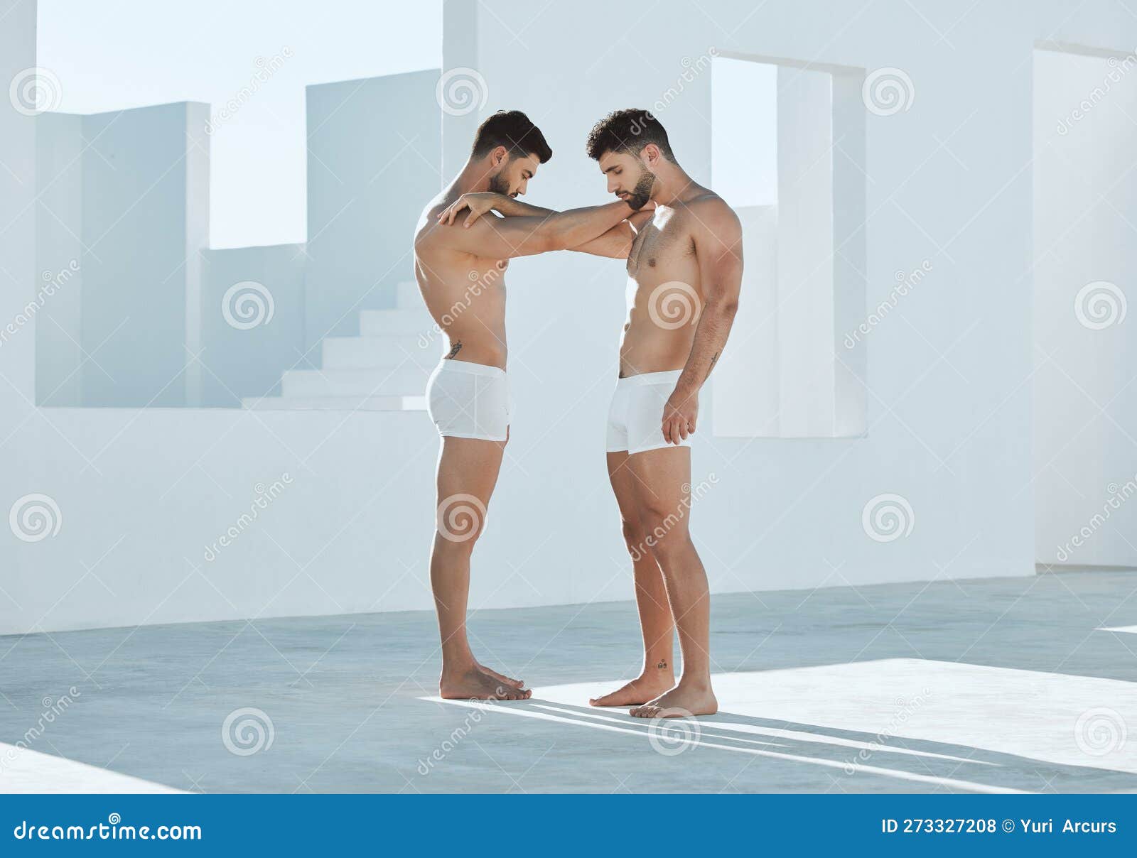 Conexión Gay Y Hombres Tocando Brazos Por El Poder Lgbtq Y El Arte  Contemporáneo Creativo. Macho Amante Artístico Y Homosexual Foto de archivo  - Imagen de individuo, brazos: 273327208