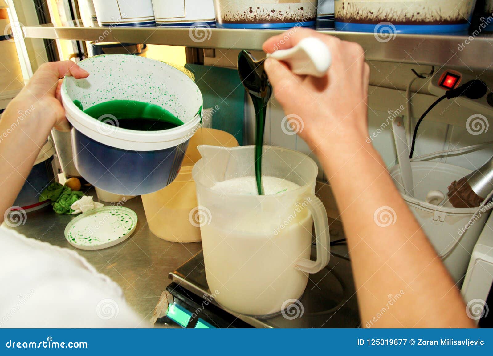 The Process of Making Ice Cream on a Street Ice Cream Maker. Instant Ice  Cream Preparation with a Spatula. Stock Photo - Image of chef, preparing:  149039890