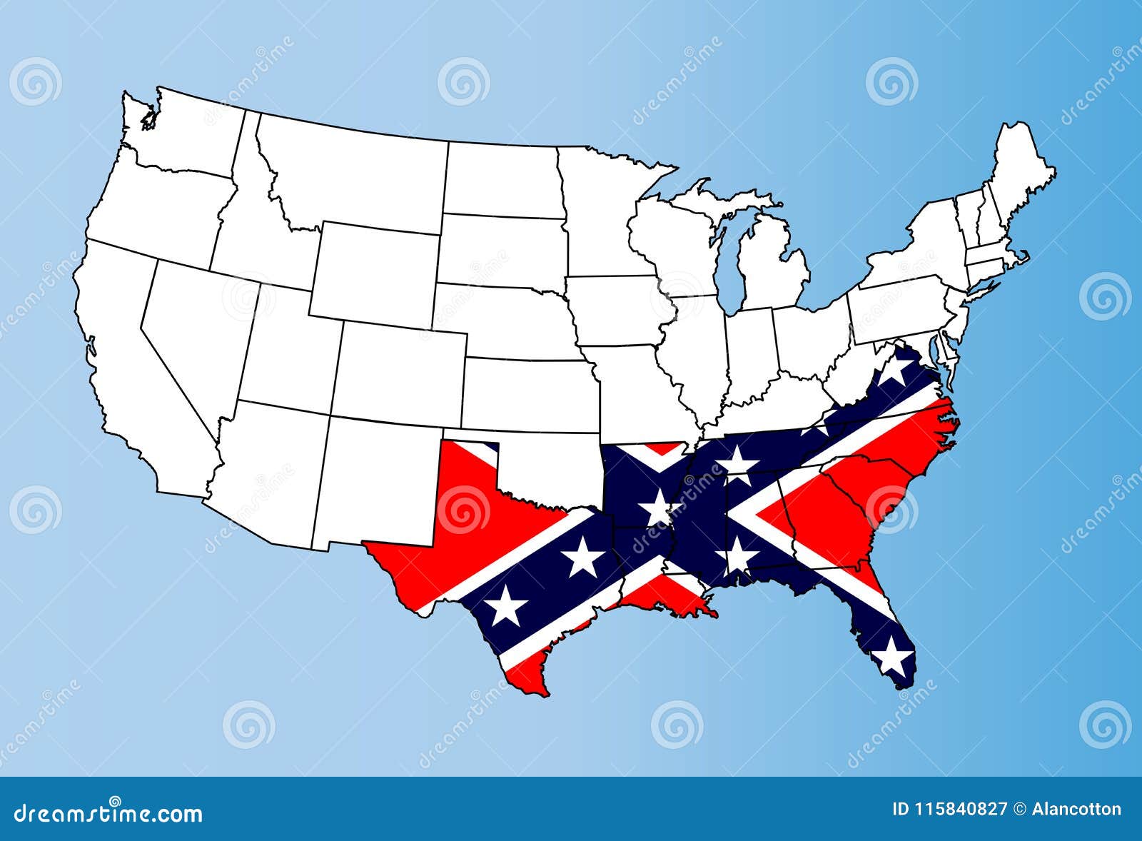 confederate states map and rebel flag