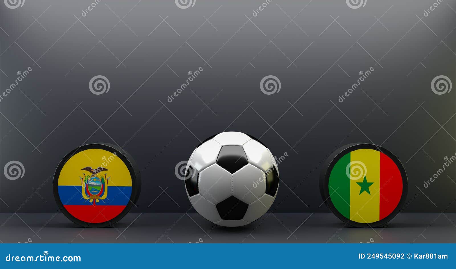 Campo de futebol com escalação da equipe do equador para