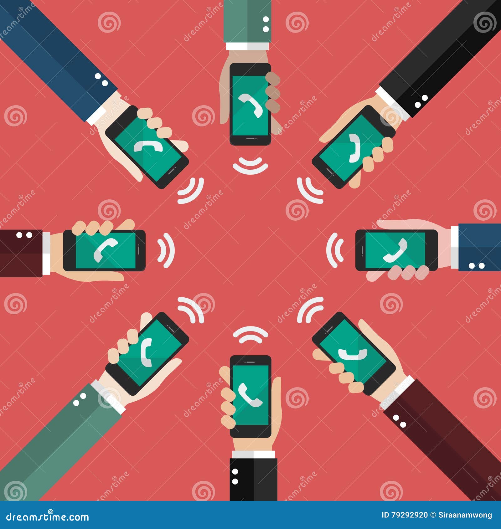 Conference Call in Flat Style Stock Vector - Illustration of cell