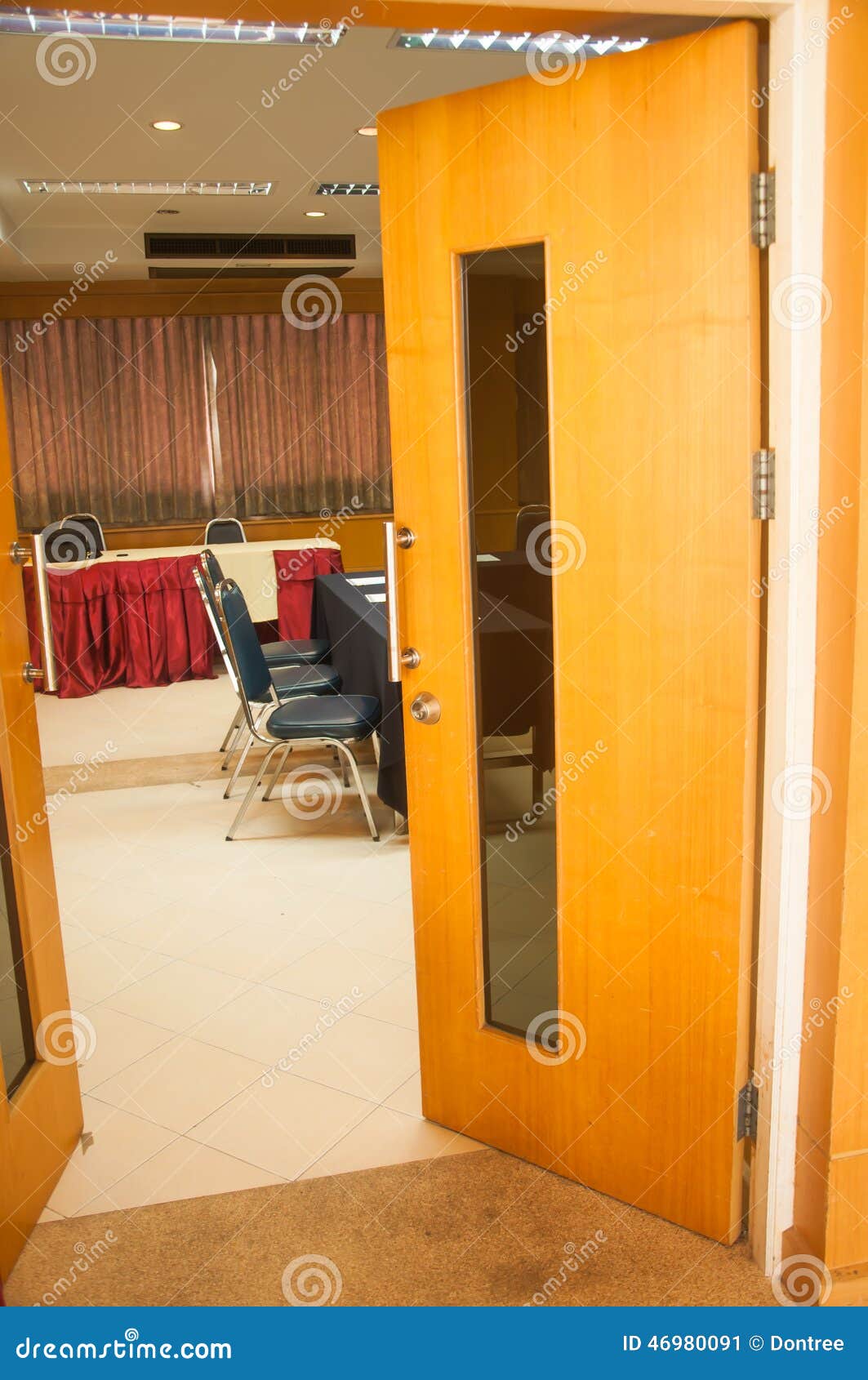 Into conference room stock image. Image of text, door 46980091