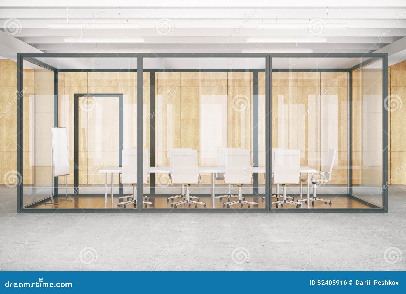 Conference Room Inside Glass Box Front Stock Illustration ...