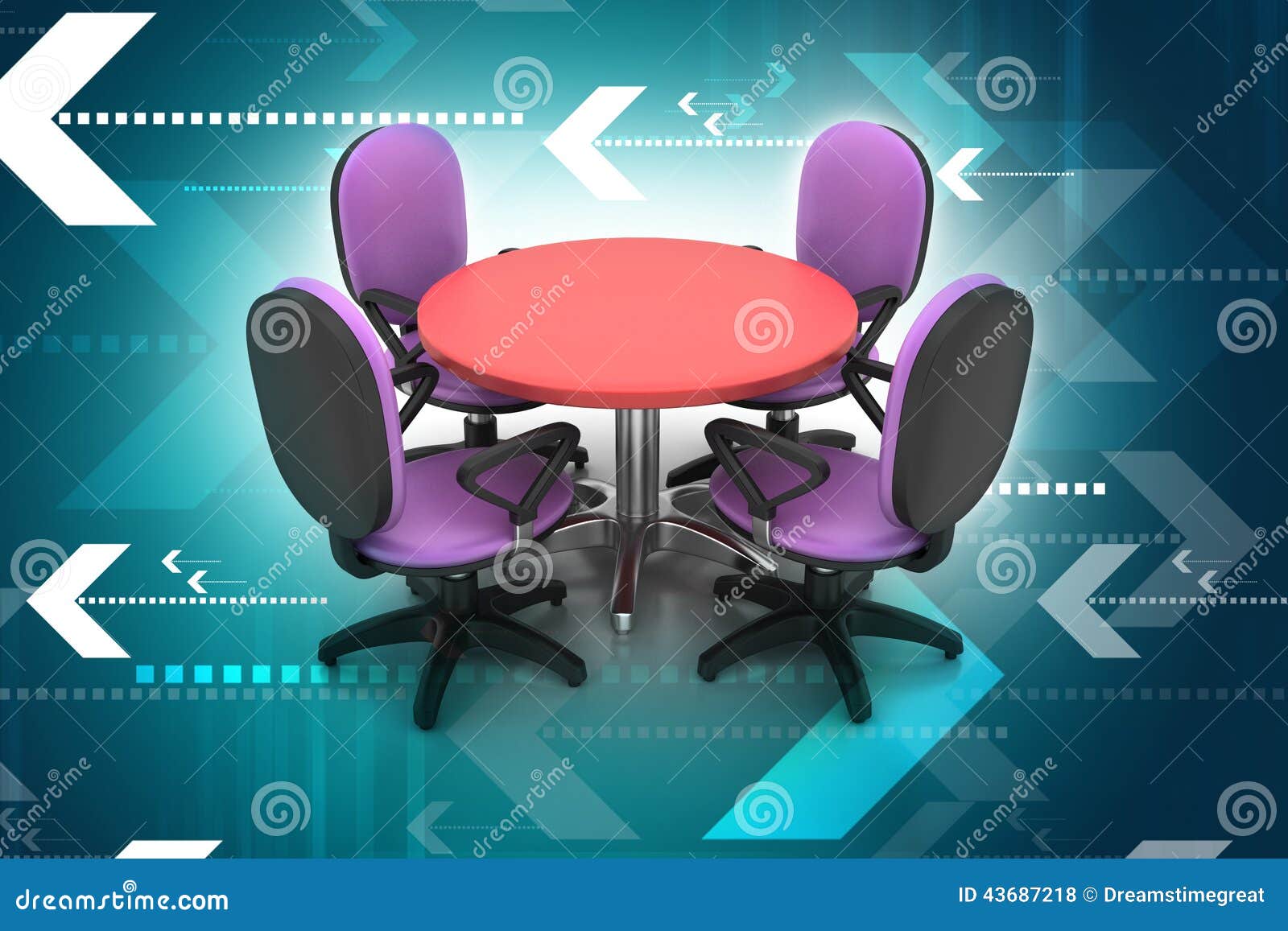 Conference Round Table And Office Chairs In Meeting Room Stock