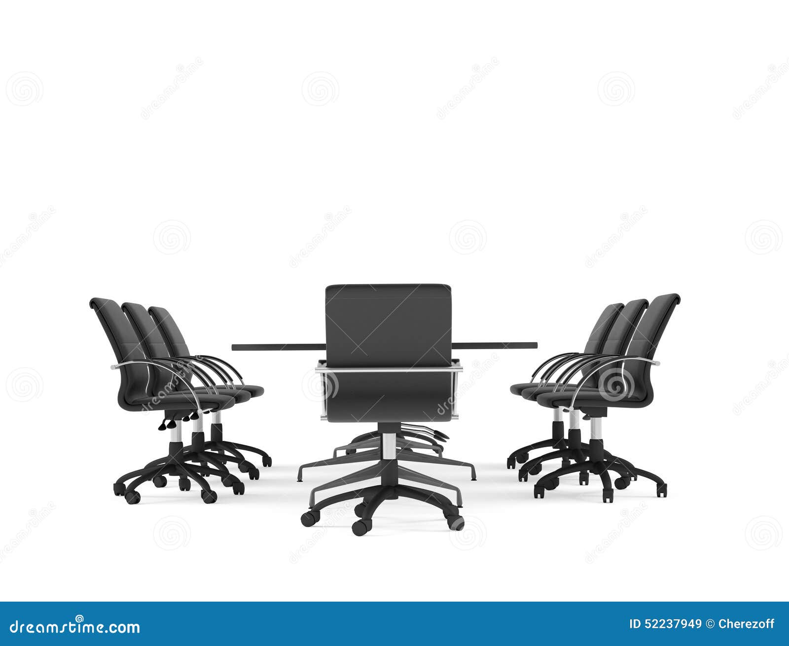 Conference Table and Office Chairs. Isolated Stock Illustration