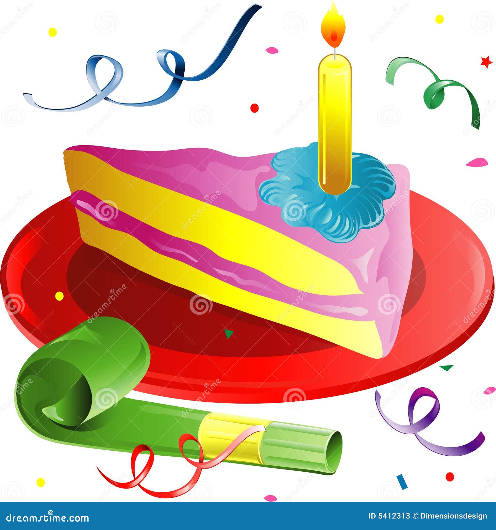 Confetti and Cake slice stock vector. Illustration of confetti 5412313