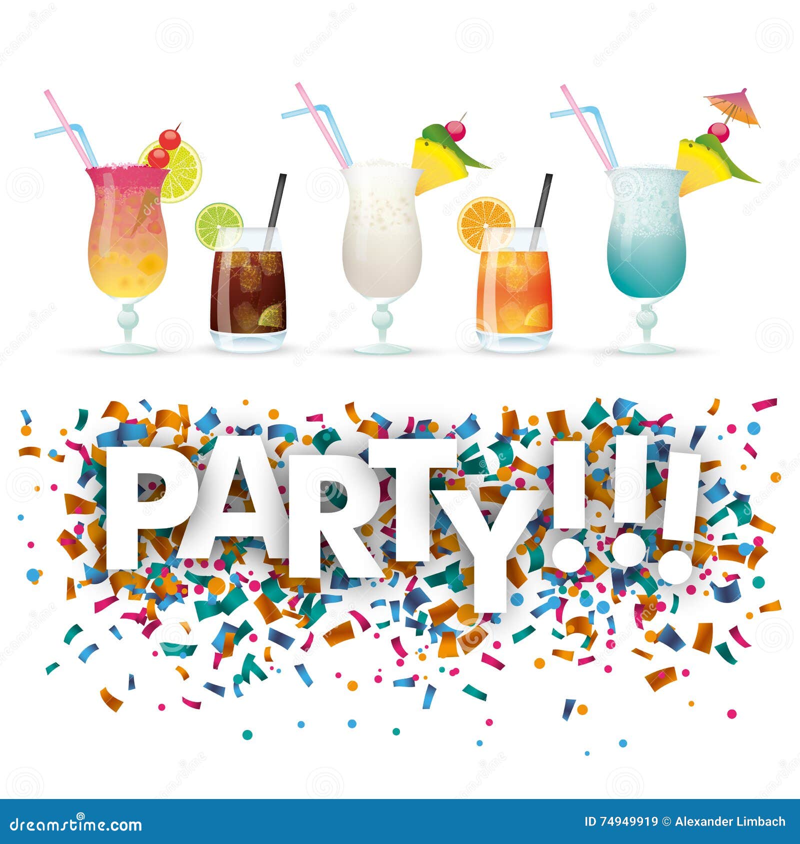 Confetti Cocktails Party stock vector. Illustration of pool 74949919