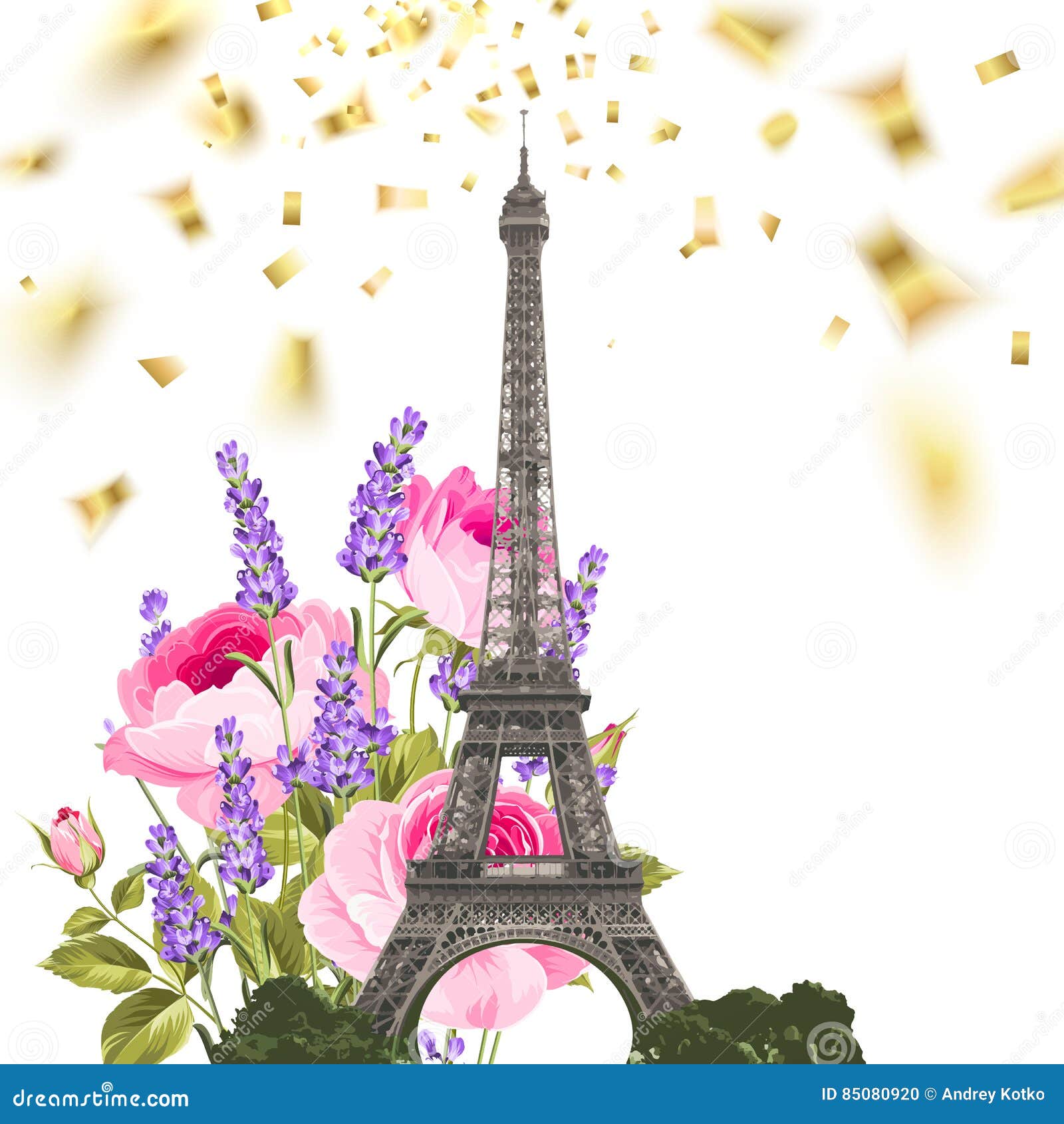 Confetti With Eiffel Tower Stock Vector Illustration Of Copy Europe