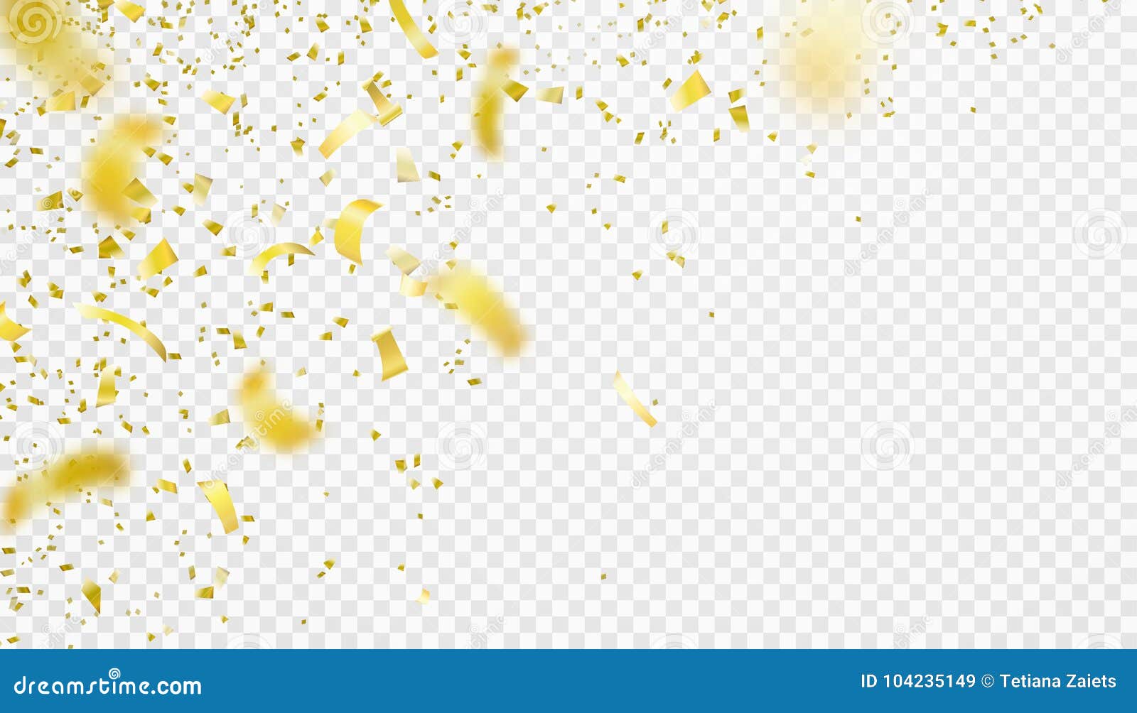 confetti falling motion background. shiny gold flying tinsel for party