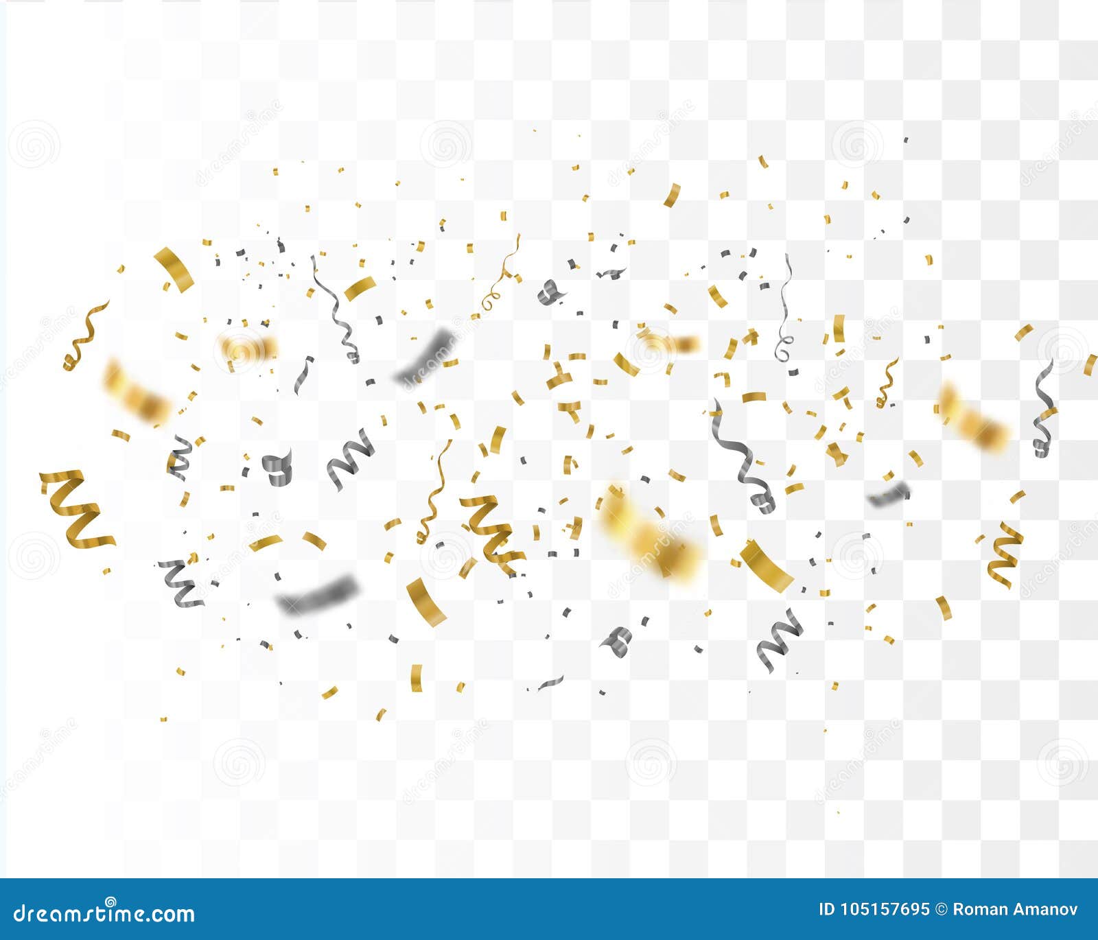 Confetti . Gold and Black Luxury Festive Illustration Stock Vector
