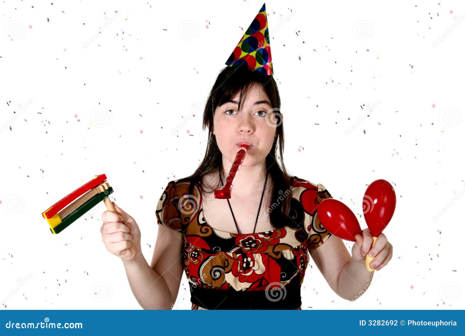 Confetti Party Girl stock photo. Image of teen, female 3282692