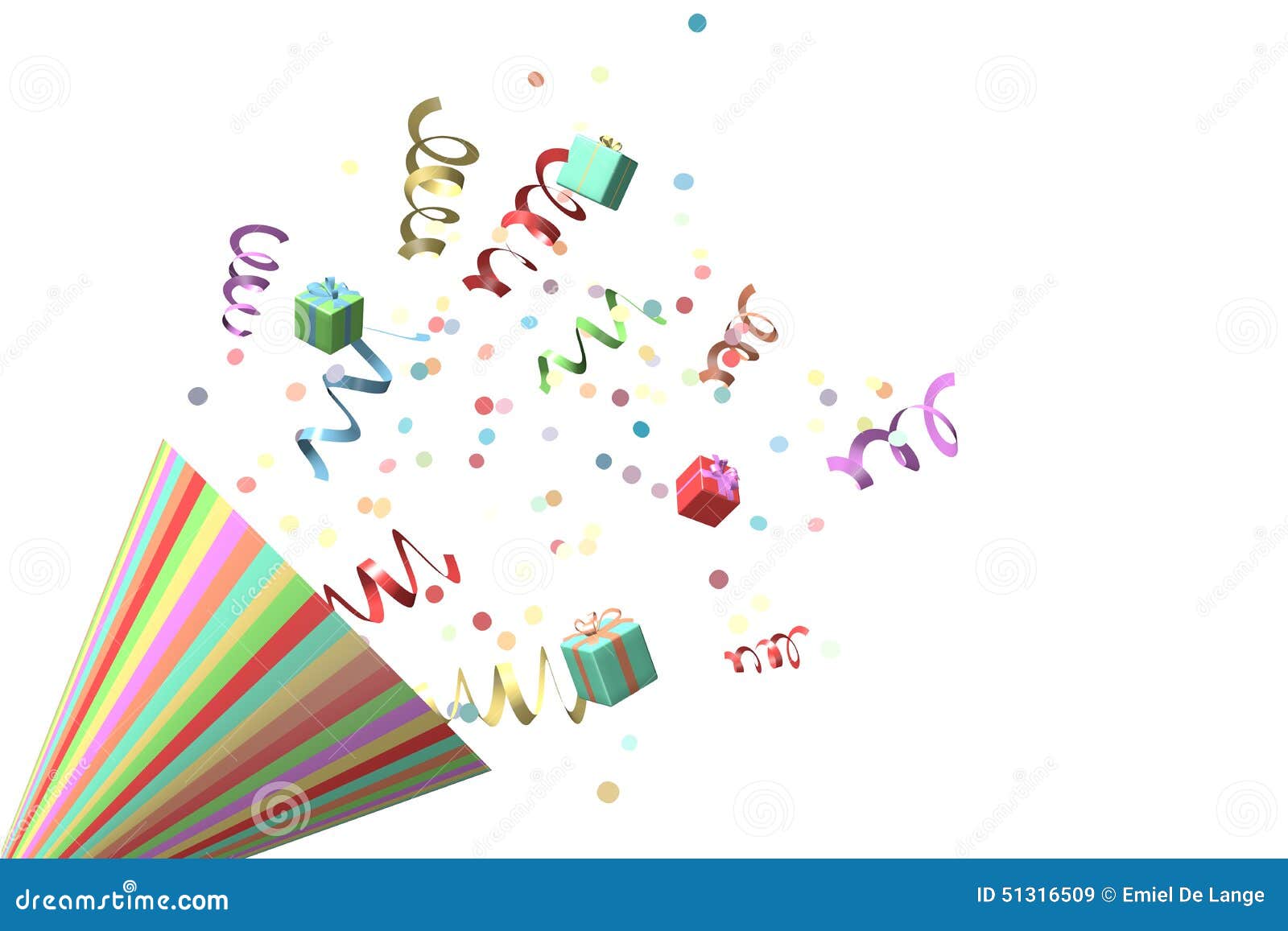 Confetti and a party horn stock illustration. Illustration of fireworks
