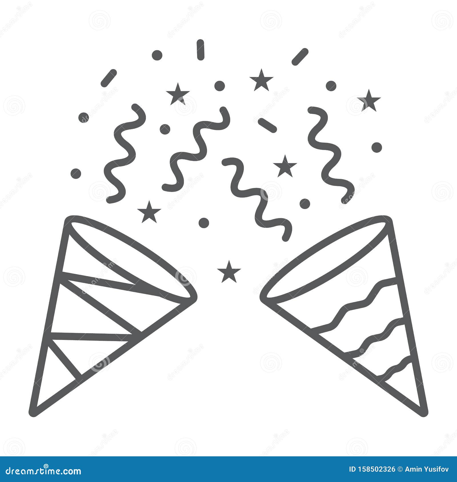 Confetti Popper Thin Line Icon, Party And Decor, Party Hat Sign, Vector