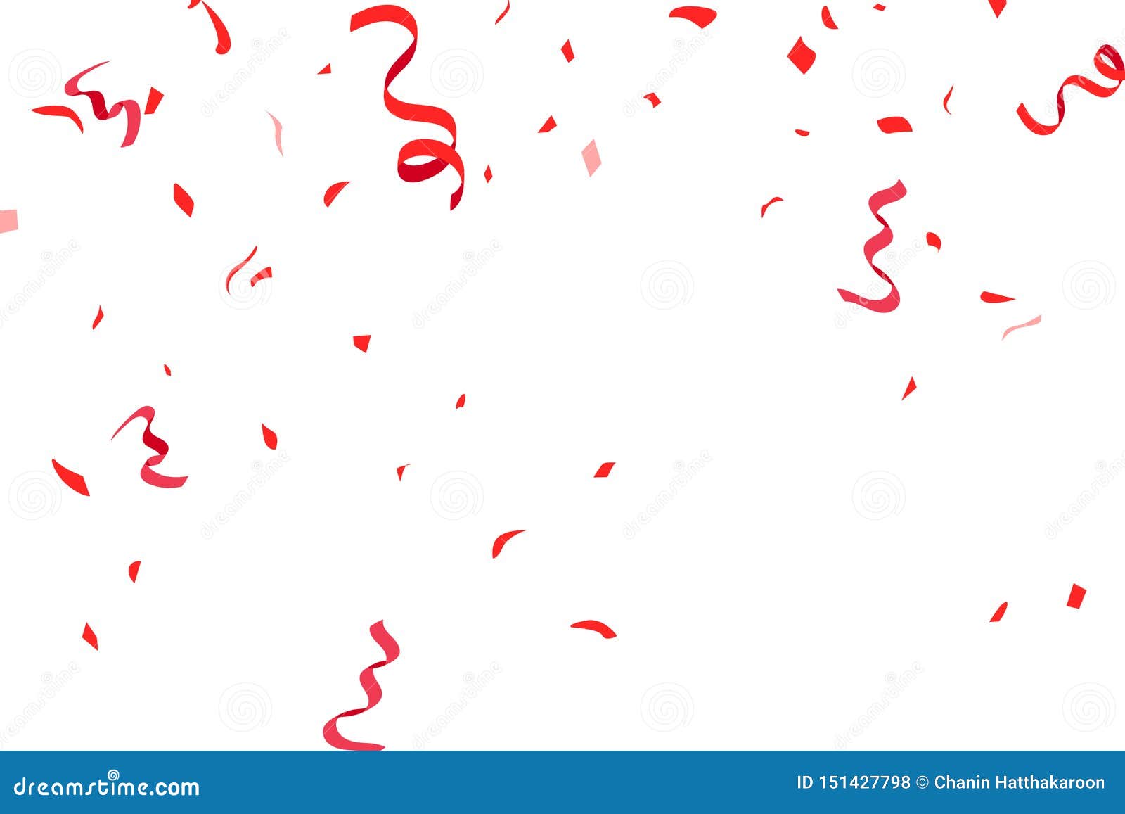 confetti, red ribbon and paper falling, sale event, celebrate party  background