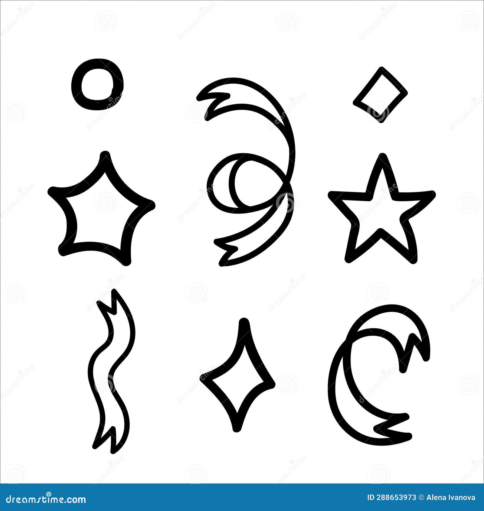 Confetti Set Doodle Vector Illustration Isolated on White Stock Vector