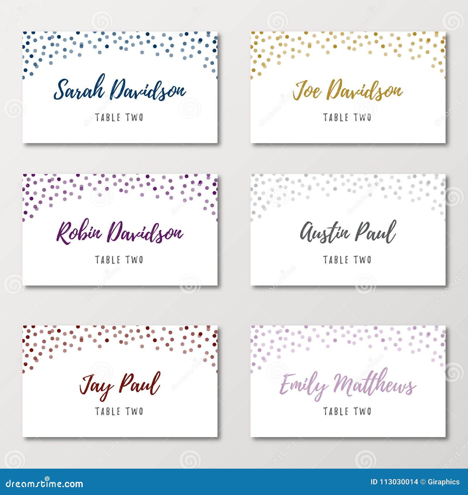 Confetti Wedding Place Cards Stock Vector - Illustration of maroon Pertaining To Celebrate It Templates Place Cards